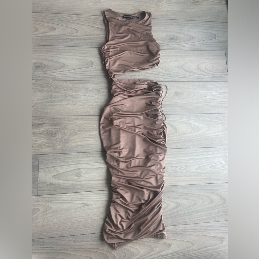 Dynamite Cut-out Ruched Midi Dress